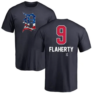 Men's Detroit Tigers Jack Flaherty Navy Name and Number Banner Wave T-Shirt