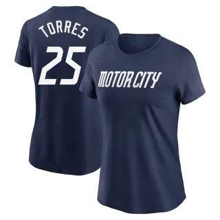 Women's Detroit Tigers Gleyber Torres Navy 2024 City Connect Fuse T-Shirt