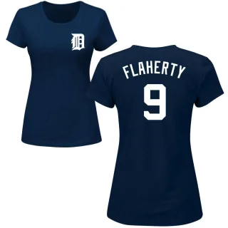Women's Detroit Tigers Jack Flaherty Navy Roster T-Shirt