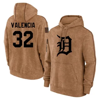 Youth Detroit Tigers Eduardo Valencia Brown 2023 Salute to Service Club Pullover Hoodie