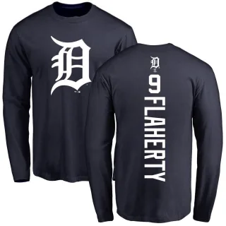 Youth Detroit Tigers Jack Flaherty Navy Backer Long Sleeve T-Shirt
